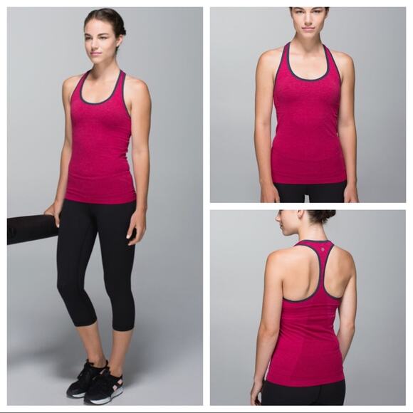 Lululemon Ebb & Flow Racerback Tank Heathered Bumble Berry Size 6 - Picture 1 of 11